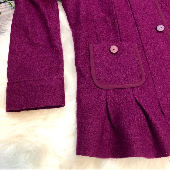 NEW Anthropologie Elevenses Raspberry Wool Jacket - Picture 4 of 8